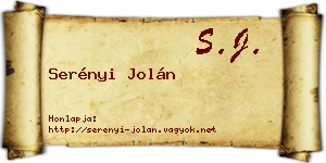 Serényi Jolán névjegykártya