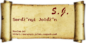 Serényi Jolán névjegykártya
